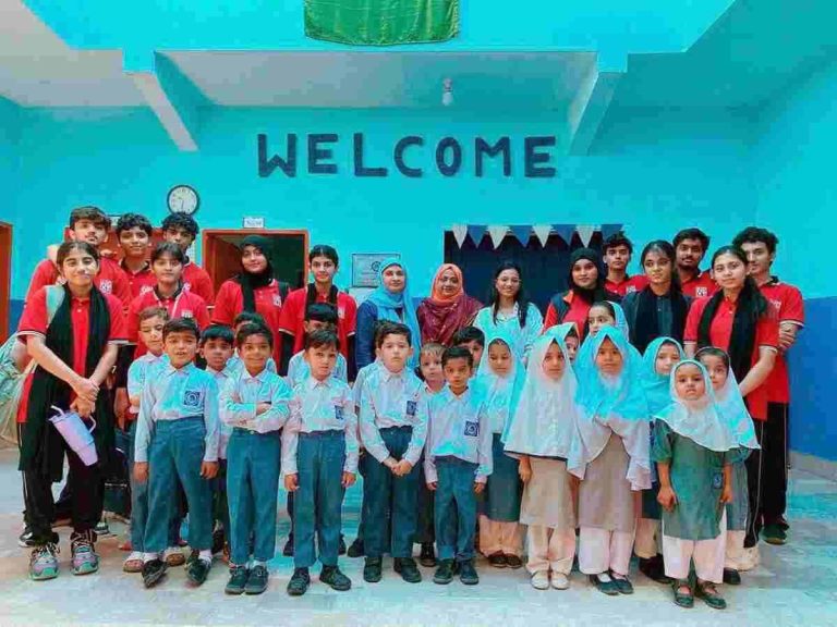 A group photo of students from Baithak School and The Next School smiling together, celebrating the final day of the Community Collaborated Development Program (CCDP).