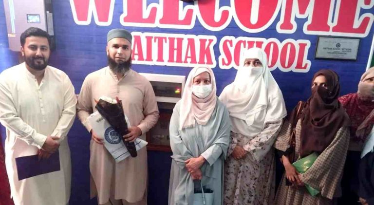 Donor Mr. Sameel Tariq with Baithak School Network representatives at Baithak School Masoodabad Campus Faisalabad.