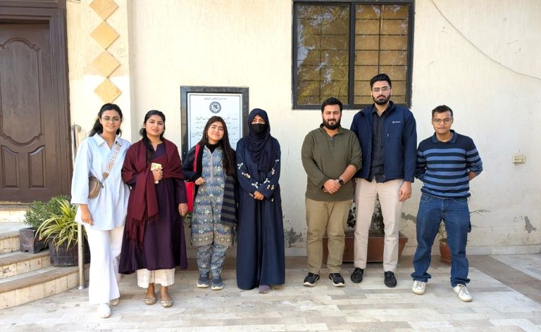Indus Valley students and Baithak School representatives during a group photo at Sikandarabad Campus.