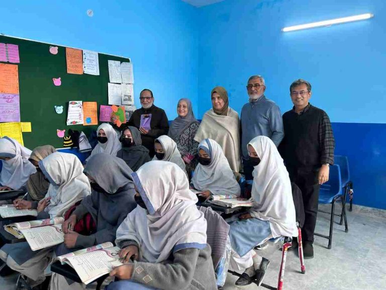 Students and Dr. Nadeem Ahmed Gill at Baithak School Nowshera campus.