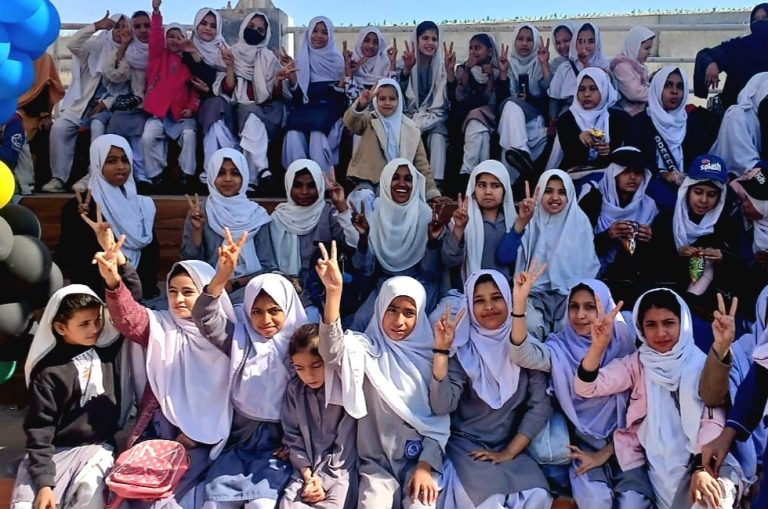 Baithak School students celebrating victory at Olympics 2026 District East Karachi.