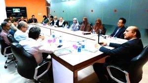 Baithak School Network and FPCCI leadership engaged in a formal meeting discussing education sector collaboration in Karachi.